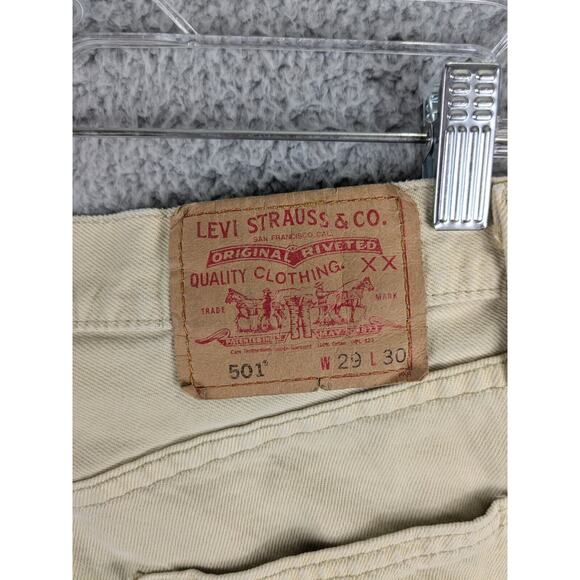 Vtg Levi’s 501 Cutoff Shorts Women's 29 Beige Distressed Grunge Party USA 90s - Picture 11 of 12